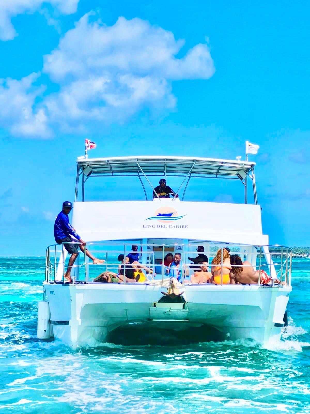 Guests enjoying a catamaran cruise off the Punta Cana coast
