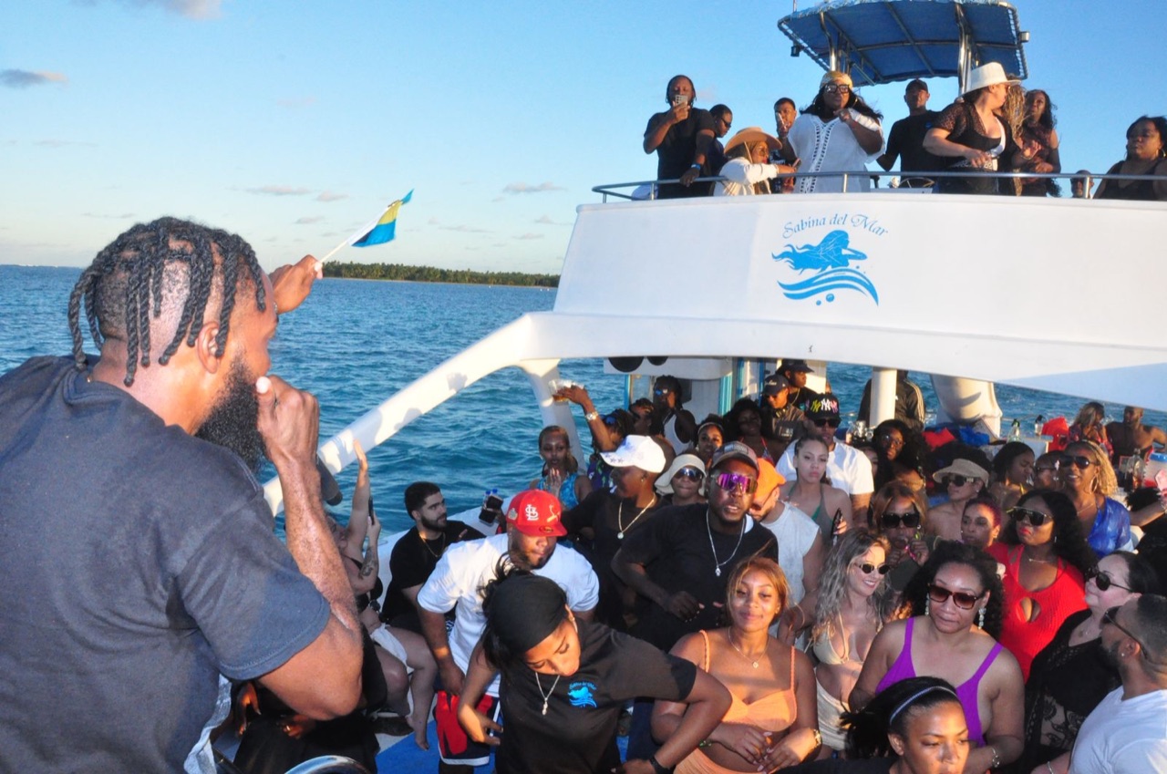 Guests dancing during a lively Punta Cana boat cruise